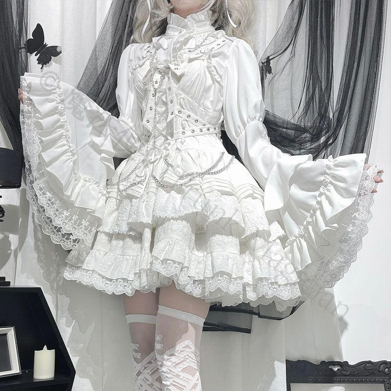 新年 用コスプレ衣装 ゴスロリ ロリータ インナーシャツ ブラック ホワイト 内搭 ゴシックコスプレ 舞台衣装 イベント用