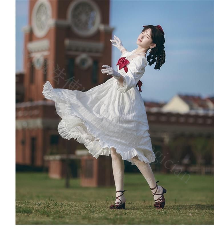 新年 用コスプレ衣装 オリジナルデザイン ロリータワンピース 一字肩 2 WAY クラシックCLAスタイル 花びらスカート OP リボンベルト付き 秋服 レディース向け