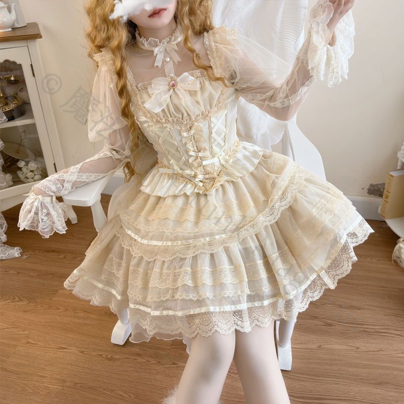 新年 用コスプレ衣装 ロリータ洋装 バレエ風 花嫁ドレス 吊り帯風トップス ショートスカートセット レディース おしゃれ 結婚式 撮影会 イベント デートに最適 S~Lサイズ