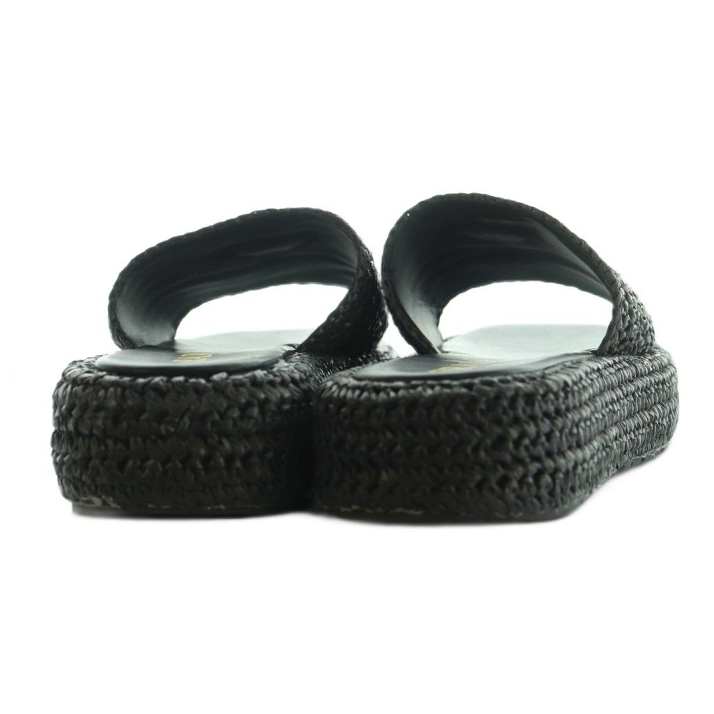 プラダ PRADA サンダル クロシェ プラットフォーム ロゴ 25.0cm 黒