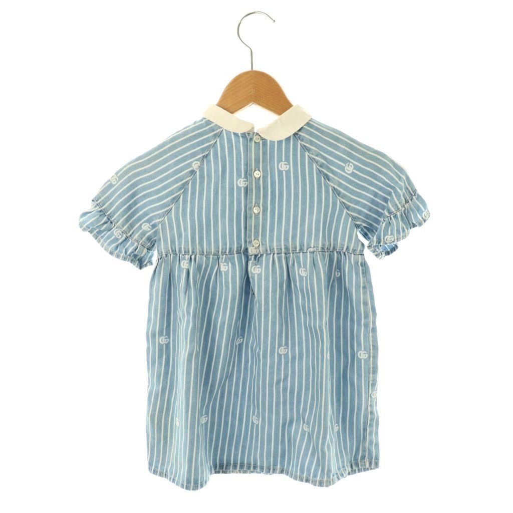 グッチ　ワンピース　キッズ　GGロゴ グッチ GUCCI キッズ GGロゴ ワンピース ストライプ 丸襟 36 100/56