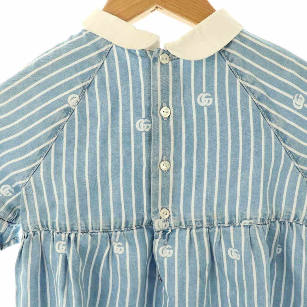 グッチ GUCCI キッズ GGロゴ ワンピース ストライプ 丸襟 36 100/56