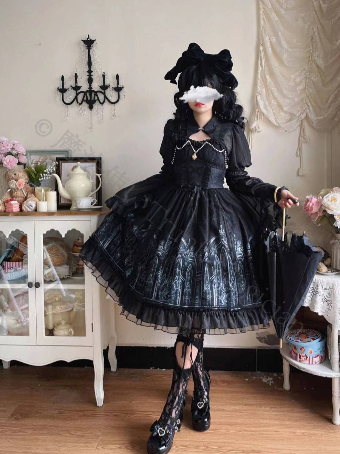 新年 用コスプレ衣装 オリジナルデザイン 暗黒ゴシック風 Lolitaワンピース jsk ドレス 豪華刺繍 長袖 夏 秋用 エレガント ゴスロリスタイル 高品質 女性用