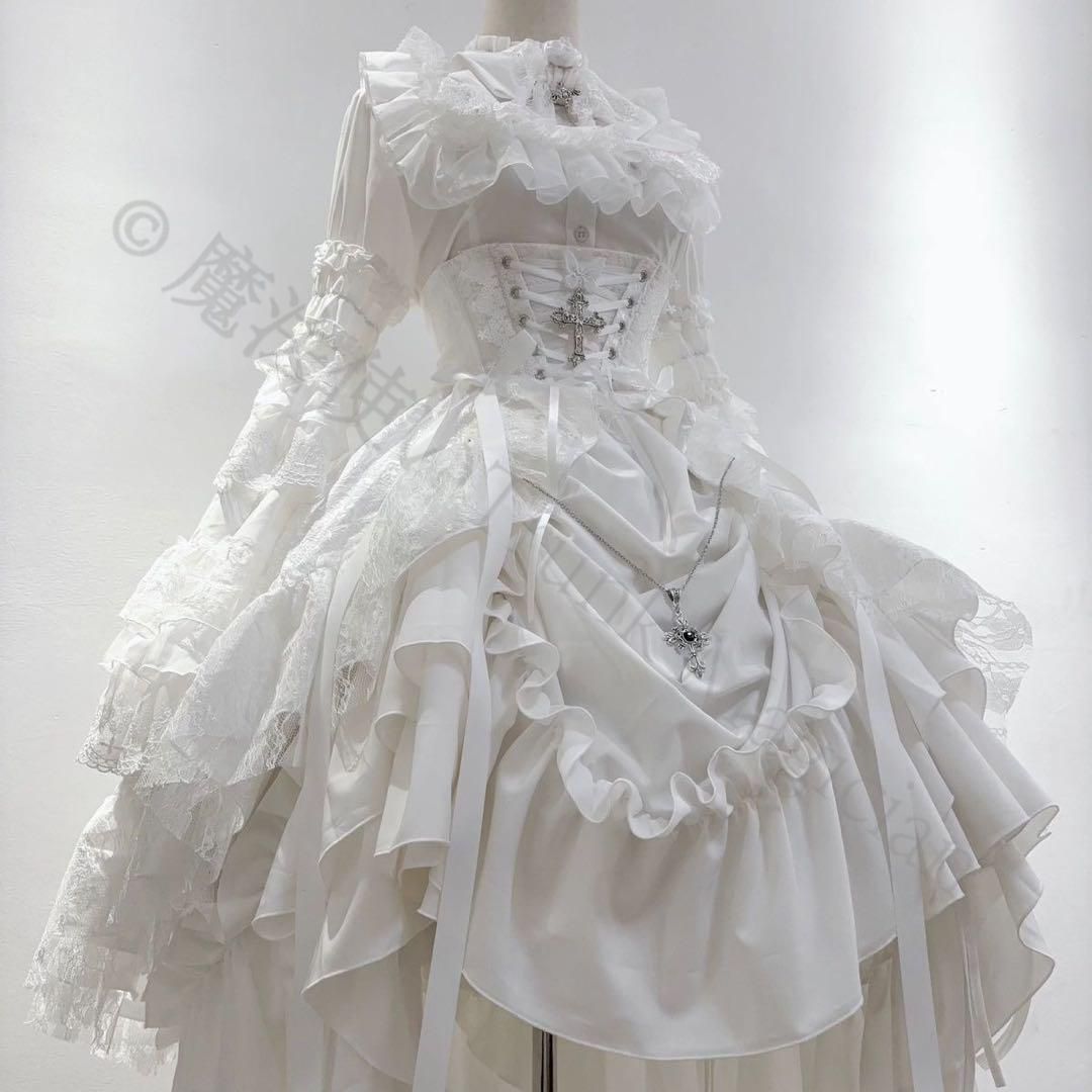 新年 用コスプレ衣装 ゴスロリ ロリータ 3点セット ゴシック スカート 姫袖ブラウス ウエストカバー