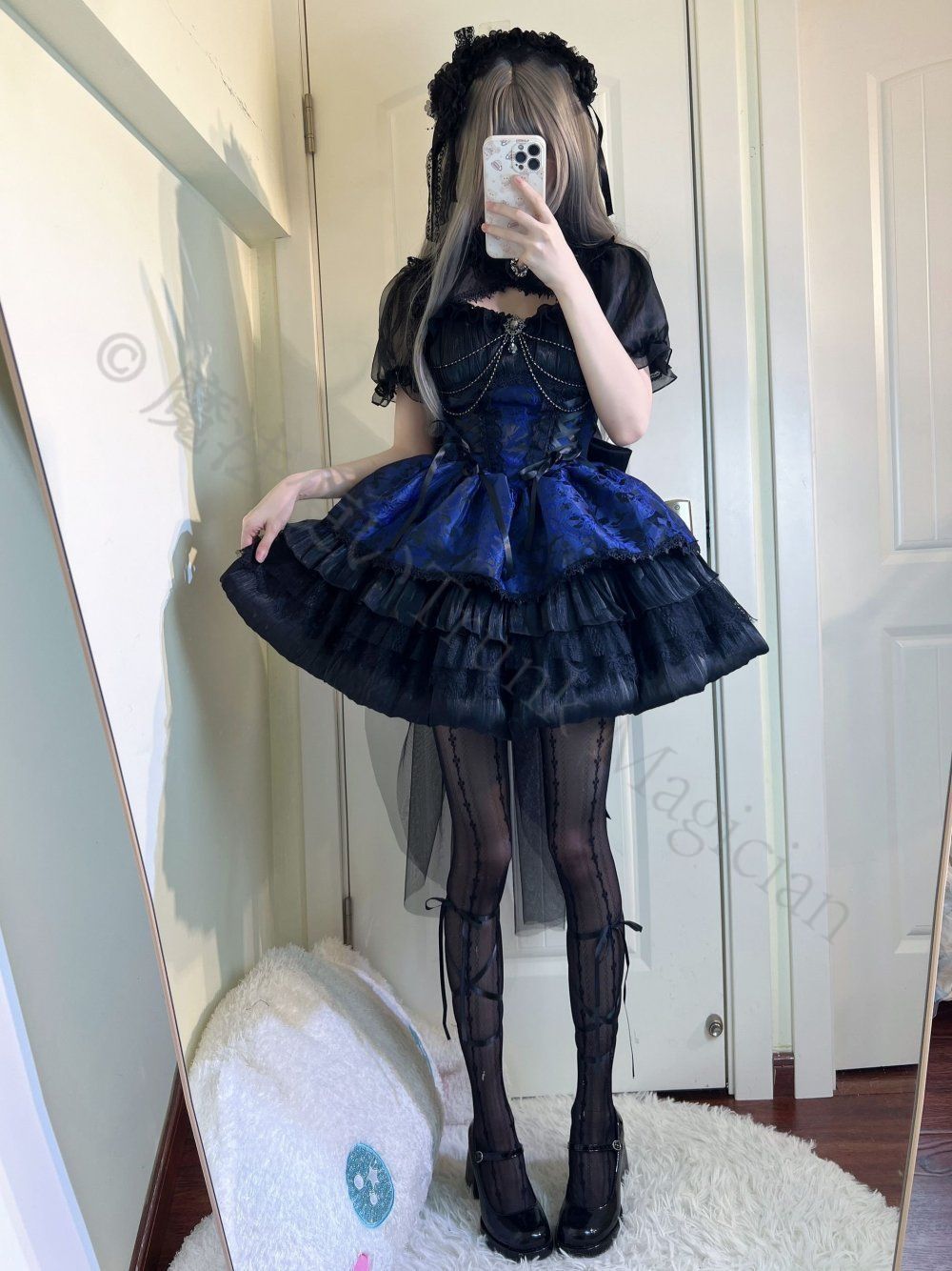 新年 用コスプレ衣装 暗黒系オリジナルデザイン Lolita ワンピース JSK サマーエレガンス 電光ブルー 灰ブルー 黒ピンク レッド コスプレ衣装 ゴスロリ ロリータ 撮影