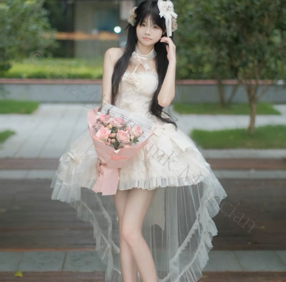 新年 用コスプレ衣装 ホワイト 天使系ロリータ ワンピース ドレス フリル＆リボン付き 撮影衣装 ゴシック風 甘ロリ 渋谷 原宿 コンカフェ 推し活 コスプレ