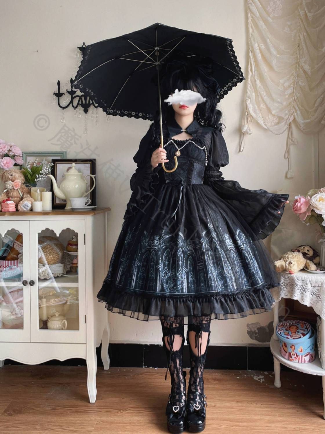 新年 用コスプレ衣装 オリジナルデザイン 暗黒ゴシック風 Lolitaワンピース jsk ドレス 豪華刺繍 長袖 夏 秋用 エレガント ゴスロリスタイル 高品質 女性用