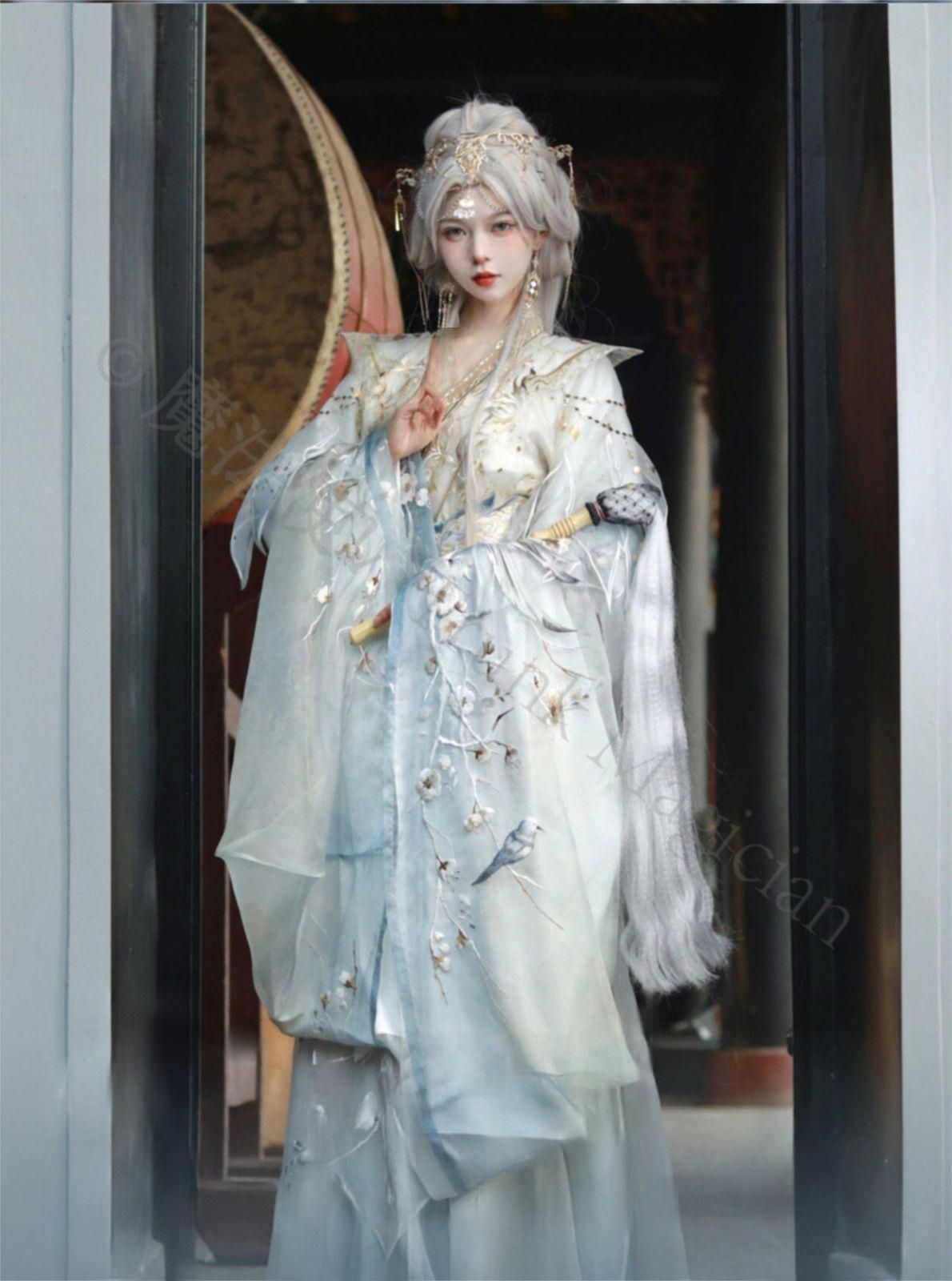 新年 用コスプレ衣装 超仙 瑶光 改良魏晋風 漢服 コスプレ衣装 全セット 大袖衫 里衣 下裙 豪華刺繍入り 優雅仙侠スタイル 漢元素 古典風 デザイン 女性用 ハンドメイド 軽量 快適 特別イベント向け 高品質