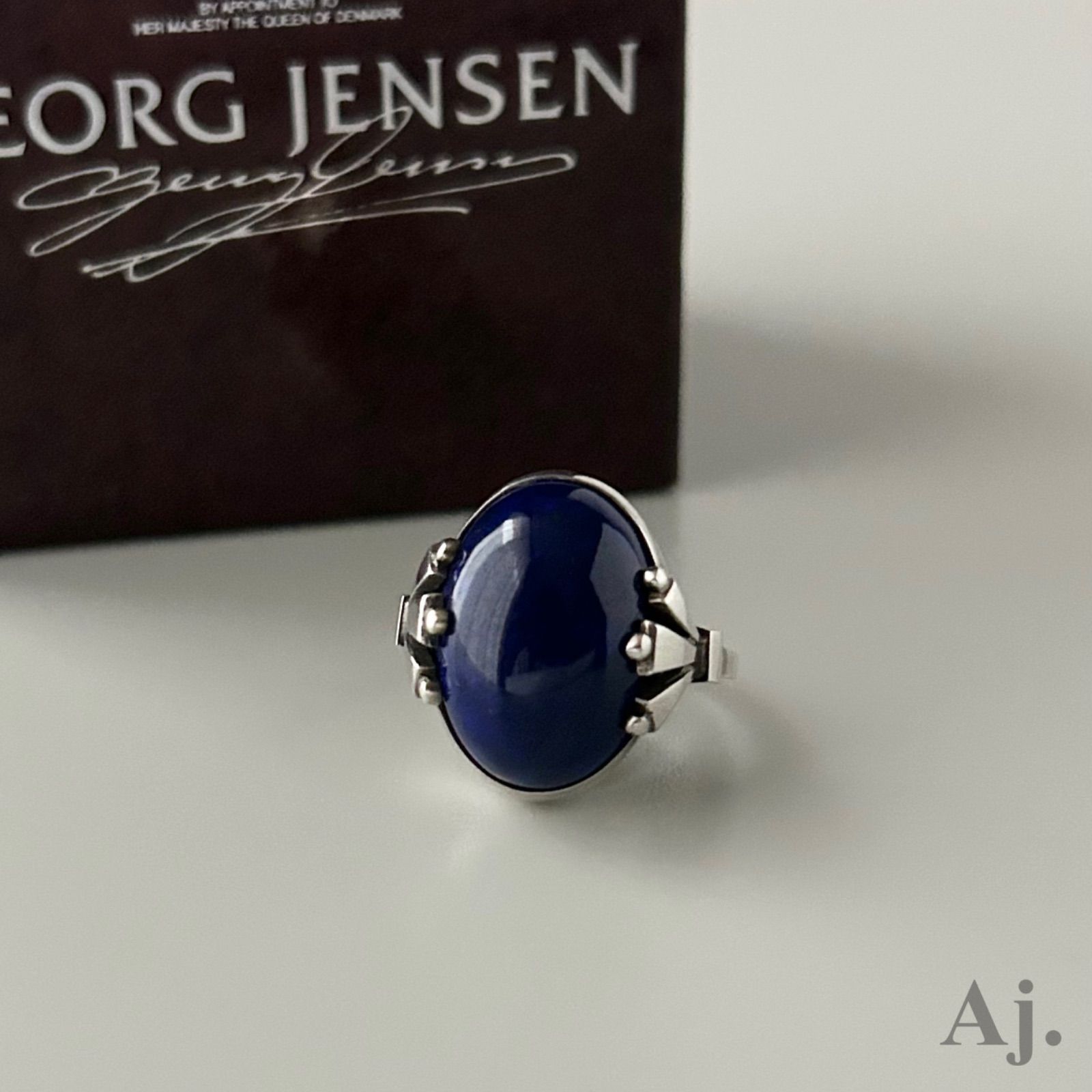 ジョージジェンセン 激 リング 指輪 51 ラピスラズリ AG 925 約11号 Oscar Gundlach-Pedersen GEORG JENSEN