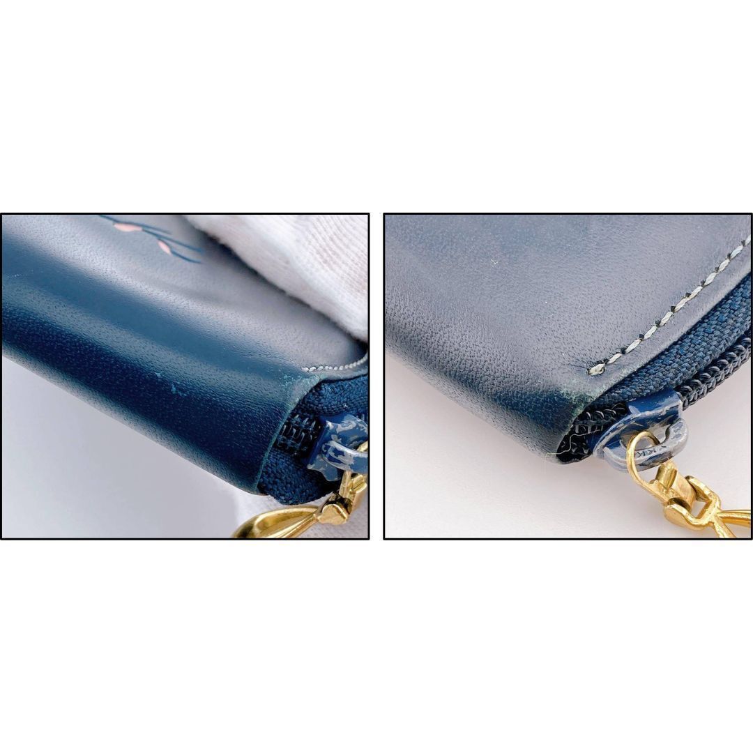 Kitamura キタムラ コインケース ネイビー ピンク レザー 小銭入れ