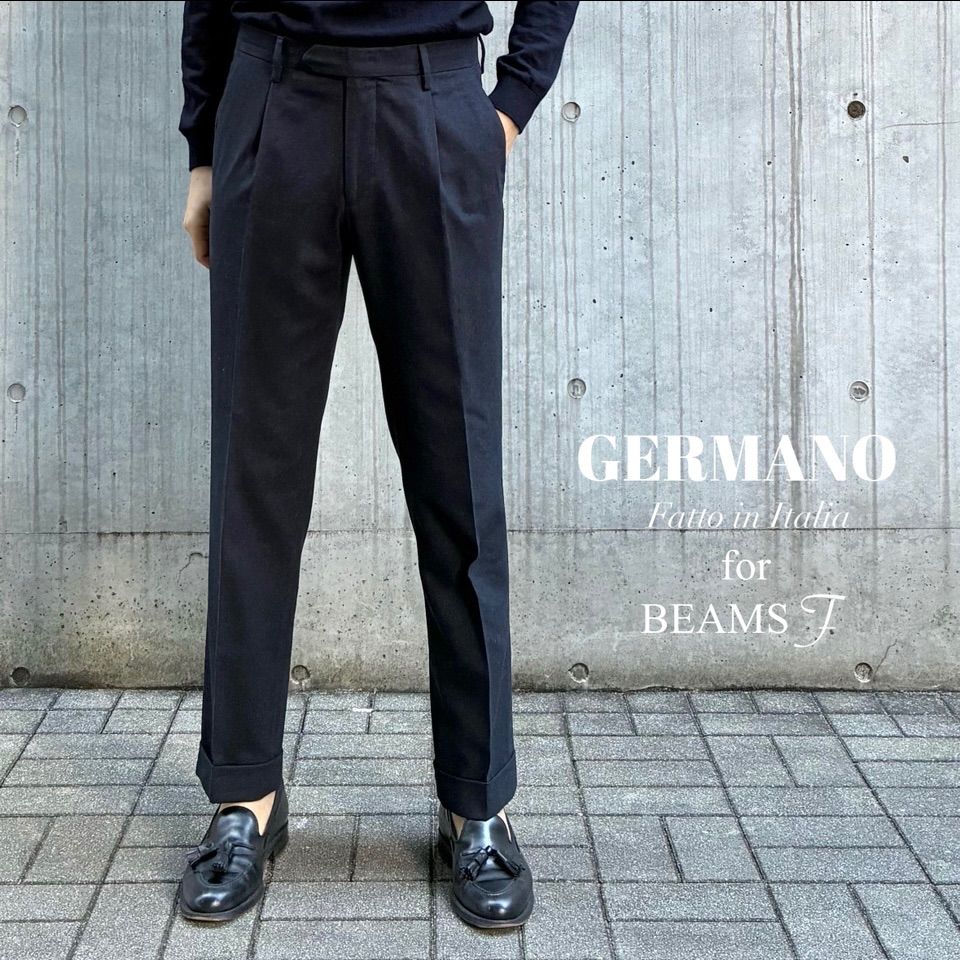美品　ビームスエフ×GERMANO スラックス BEAMS F（ビームスF）【別注】GERMANO / コットンギャバジン 1プリーツ