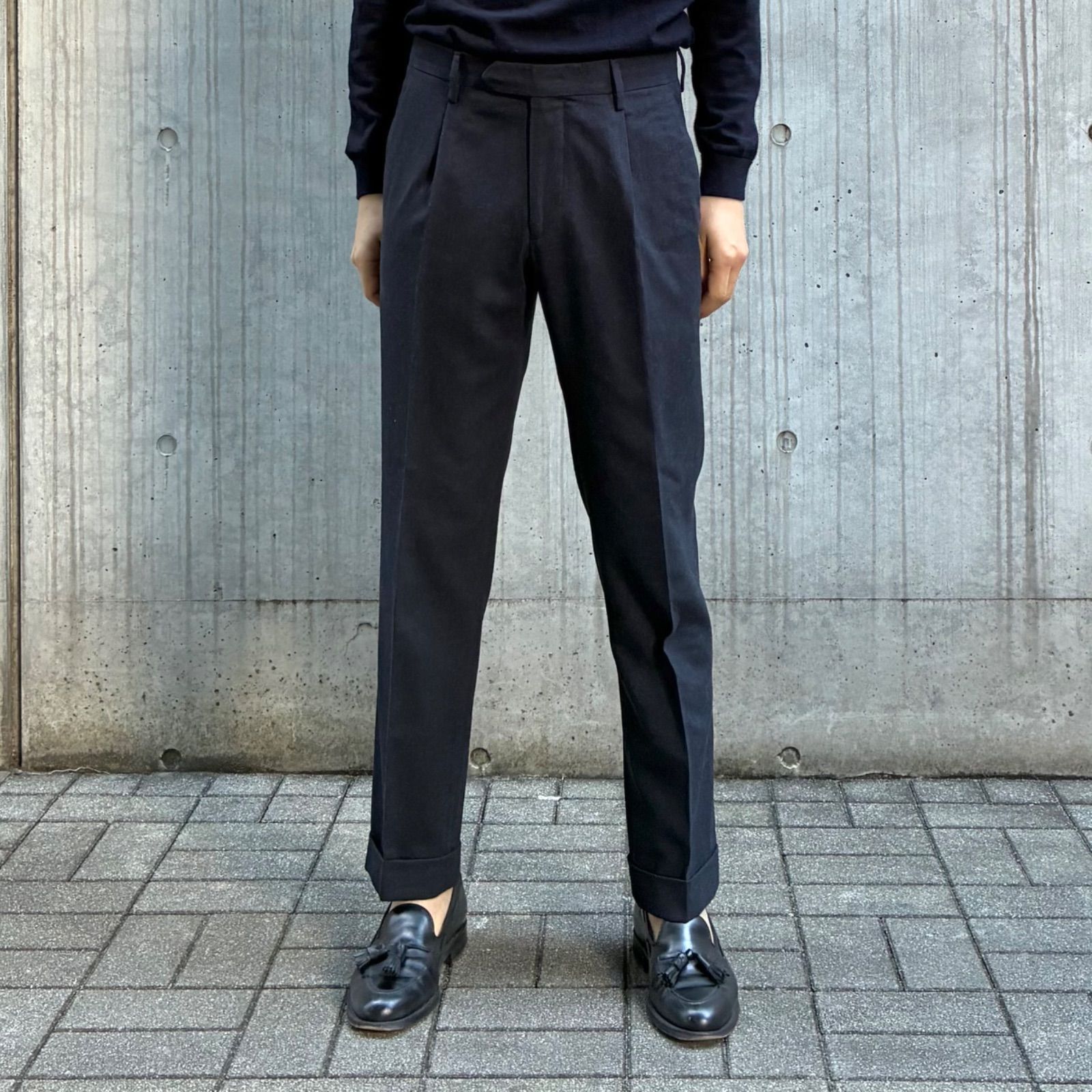 GERMANO / BEAMS F別注 ウール サキソニー ワンプリーツ スラックス