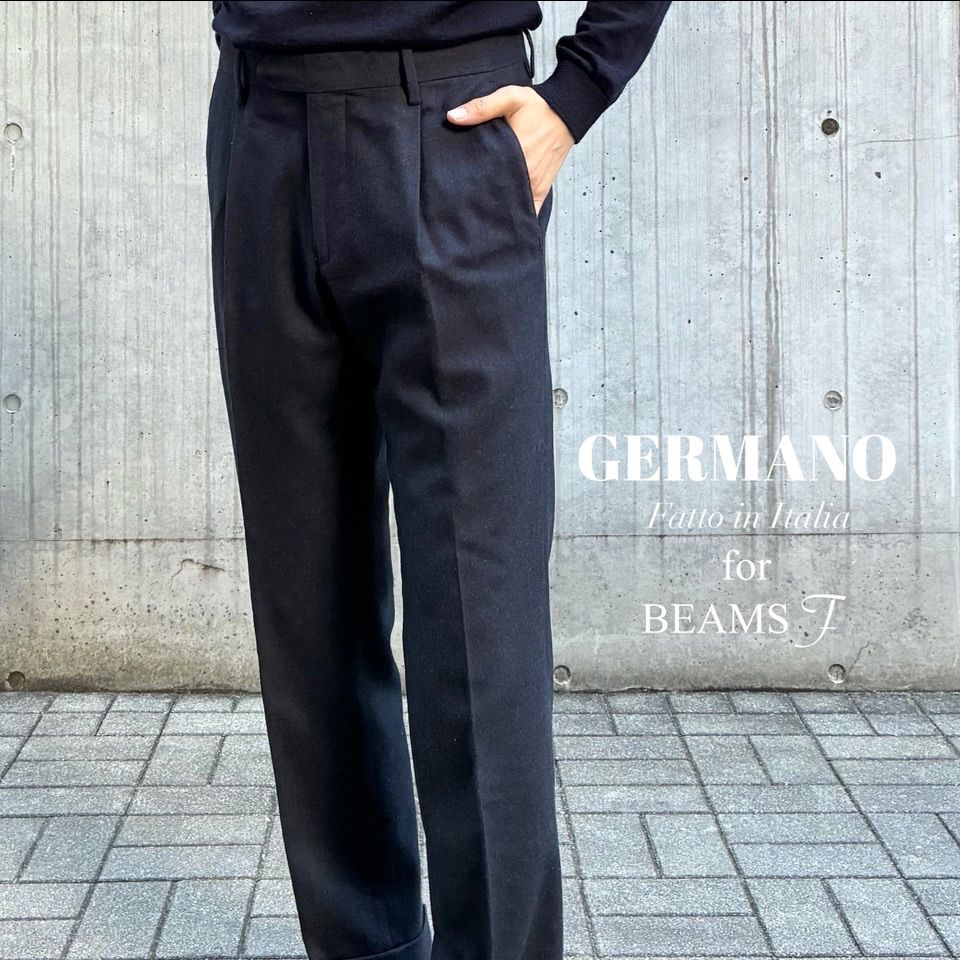 GERMANO / BEAMS F別注 ウール サキソニー ワンプリーツ スラックス