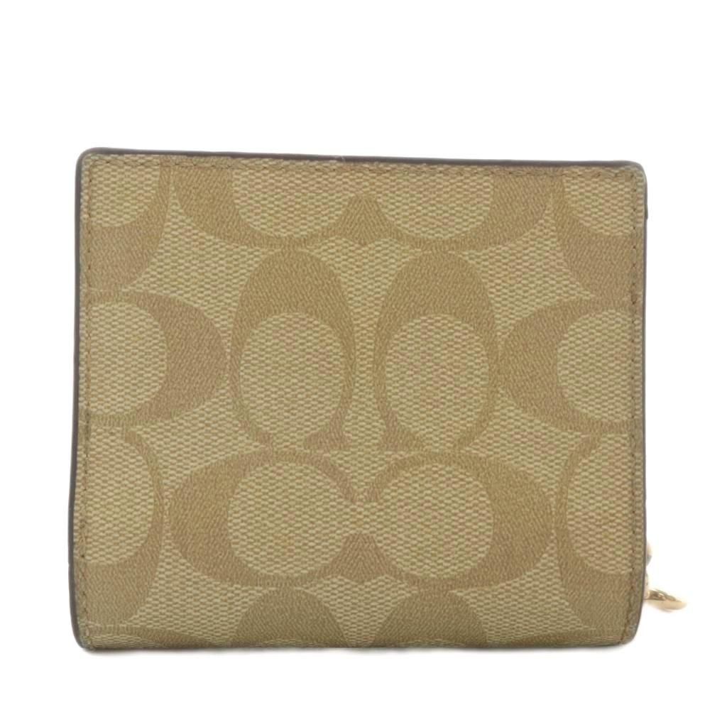 コーチ COACH 財布 二つ折り PVC レザー シグネチャー 総柄 ロゴ