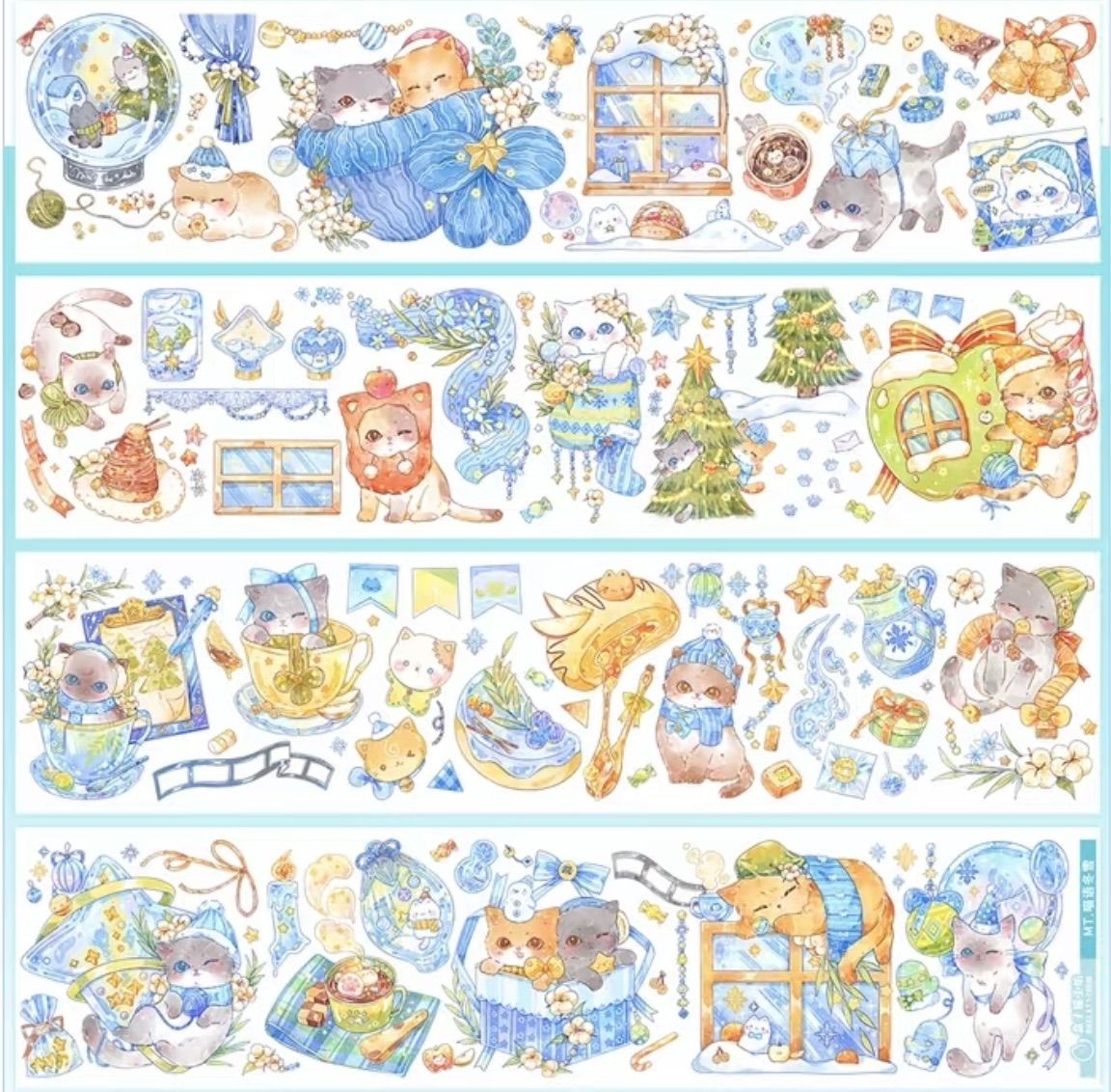  贝壳光 喵语冬雪 6 cm 10 m 海外マスキングテープ 海外マステ ネコ マスキングテープ テープ マスキングテープ