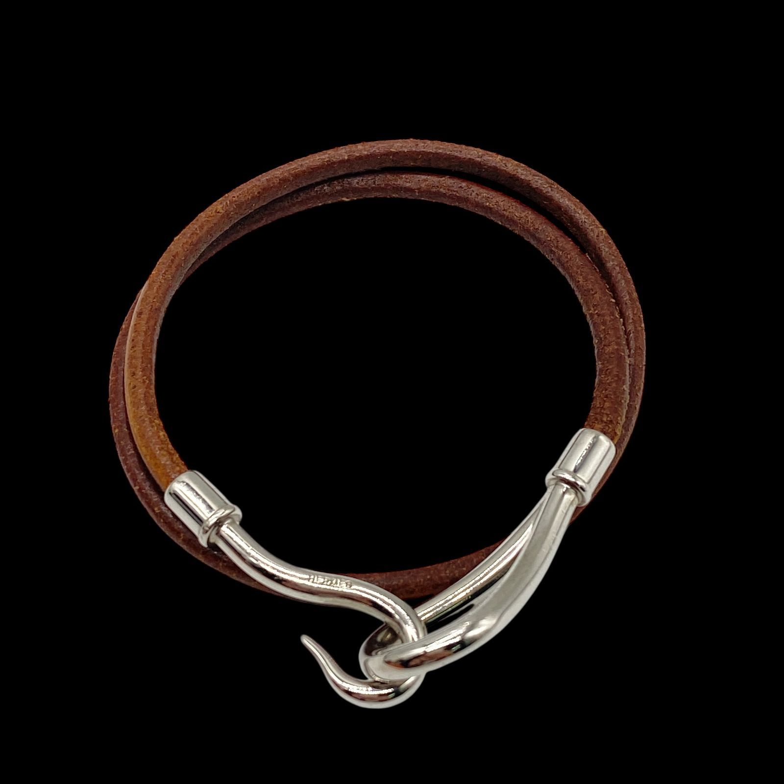 高級 HERMES エルメス ジャンボ チョーカー ネックレス 2連レザー