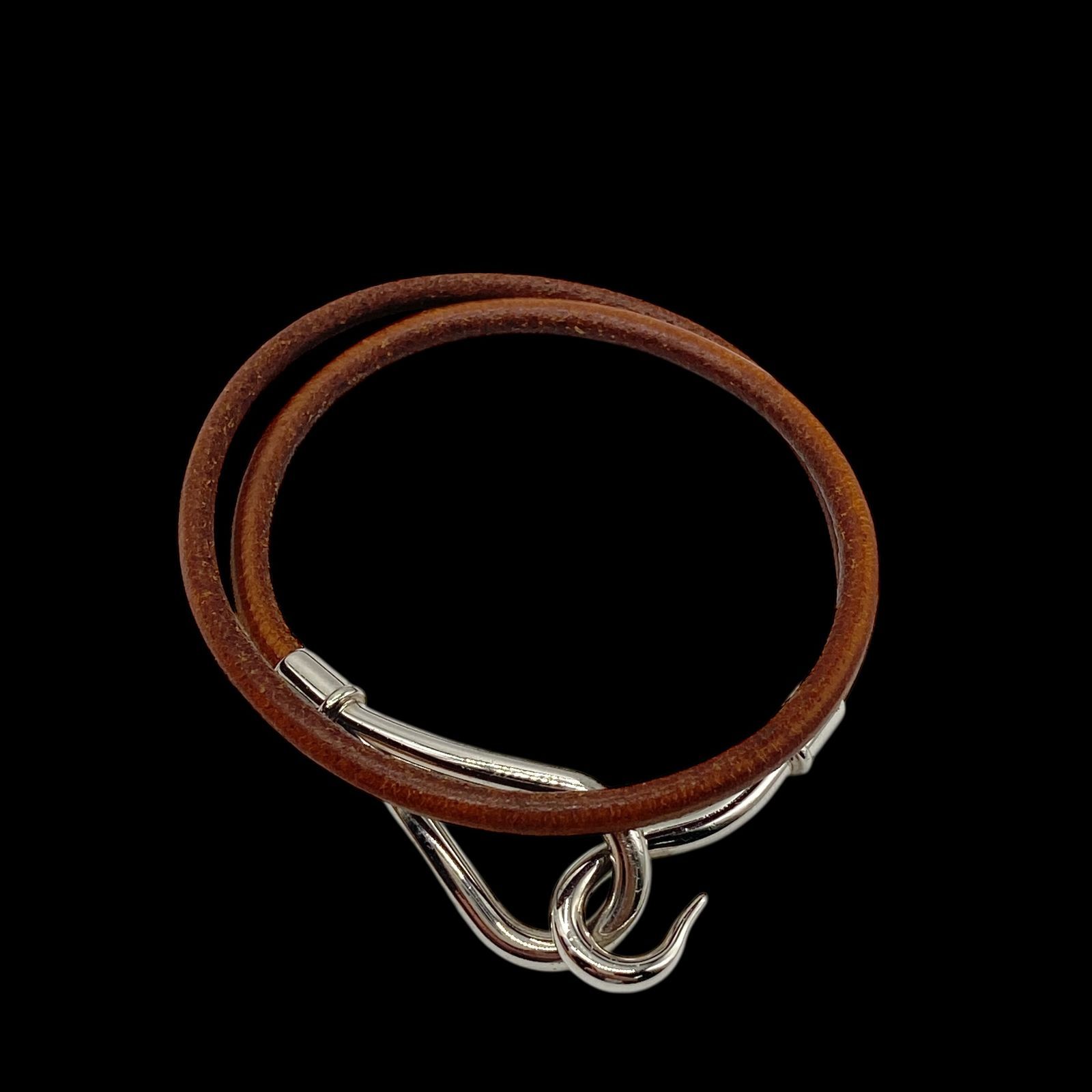 高級 HERMES エルメス ジャンボ チョーカー ネックレス 2連レザー