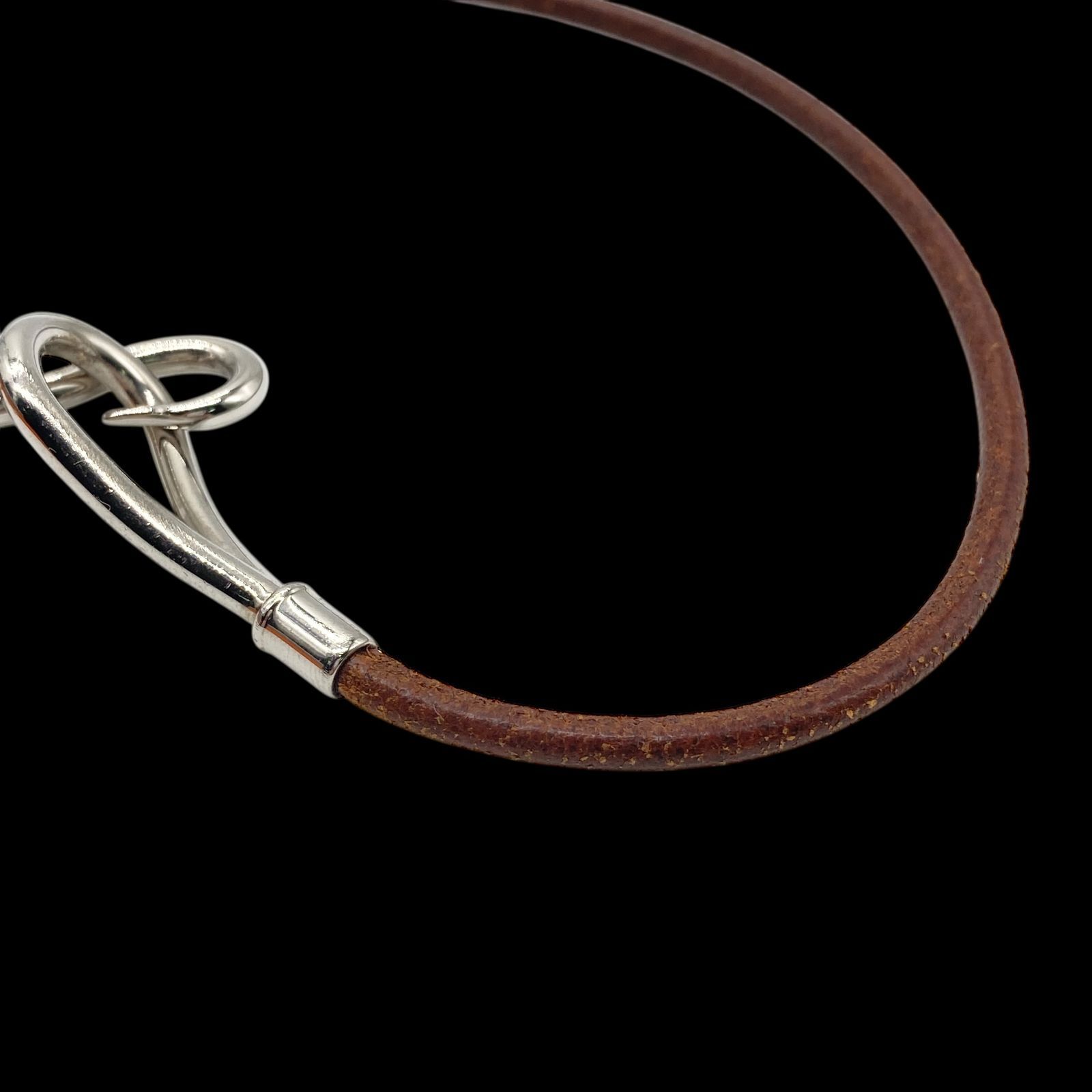 高級 HERMES エルメス ジャンボ チョーカー ネックレス 2連レザー