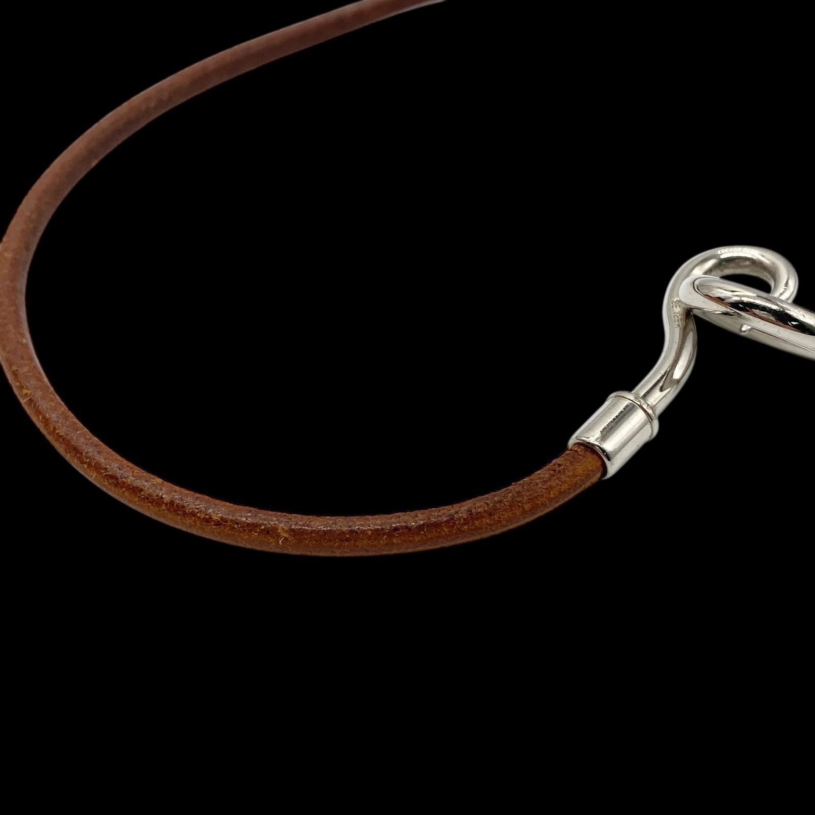 高級 HERMES エルメス ジャンボ チョーカー ネックレス 2連レザー