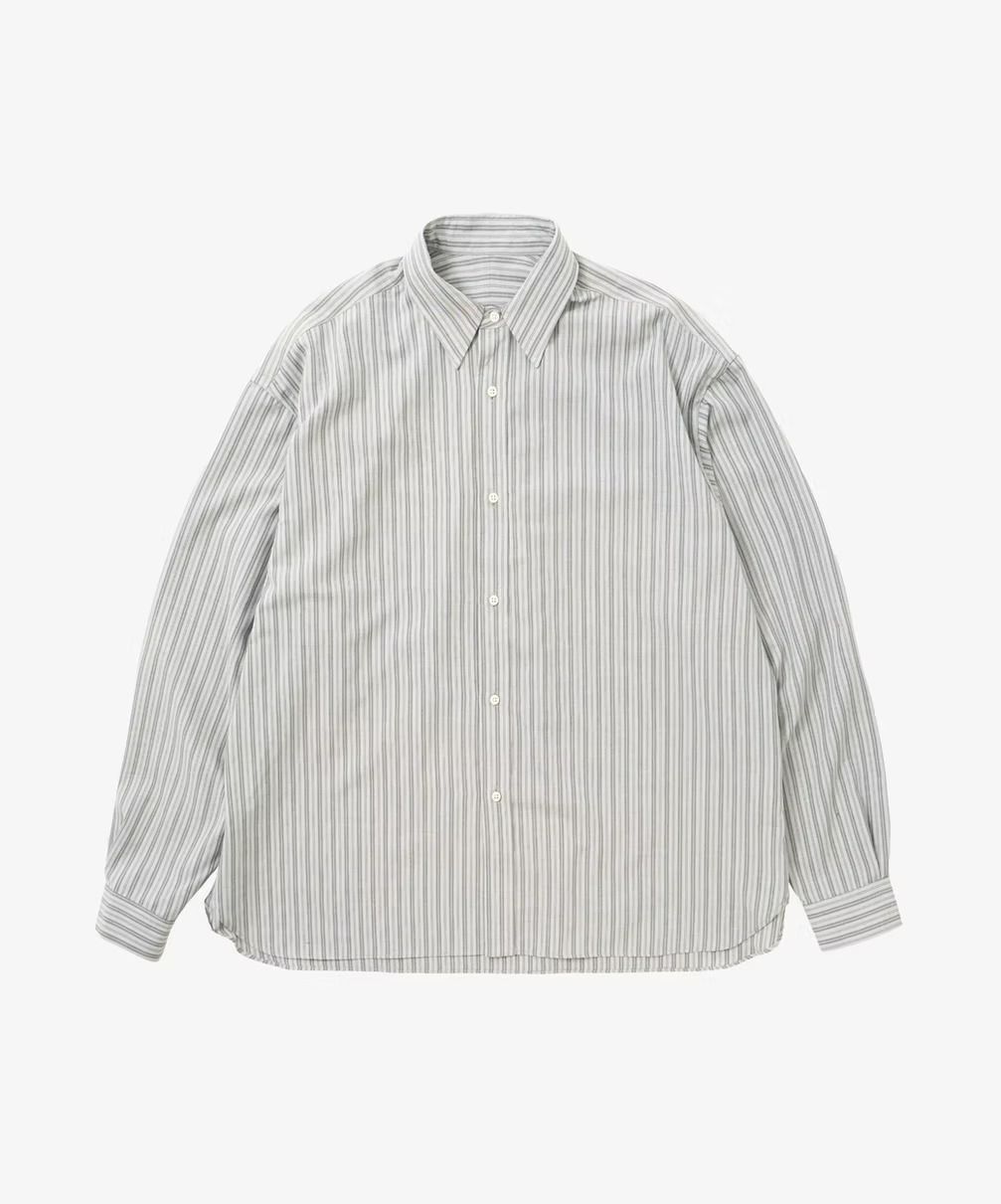 Sillage シアージ wide shirts watahiko tex grey stripe ワイド シャツ ワタヒコテックス グレーストライプ