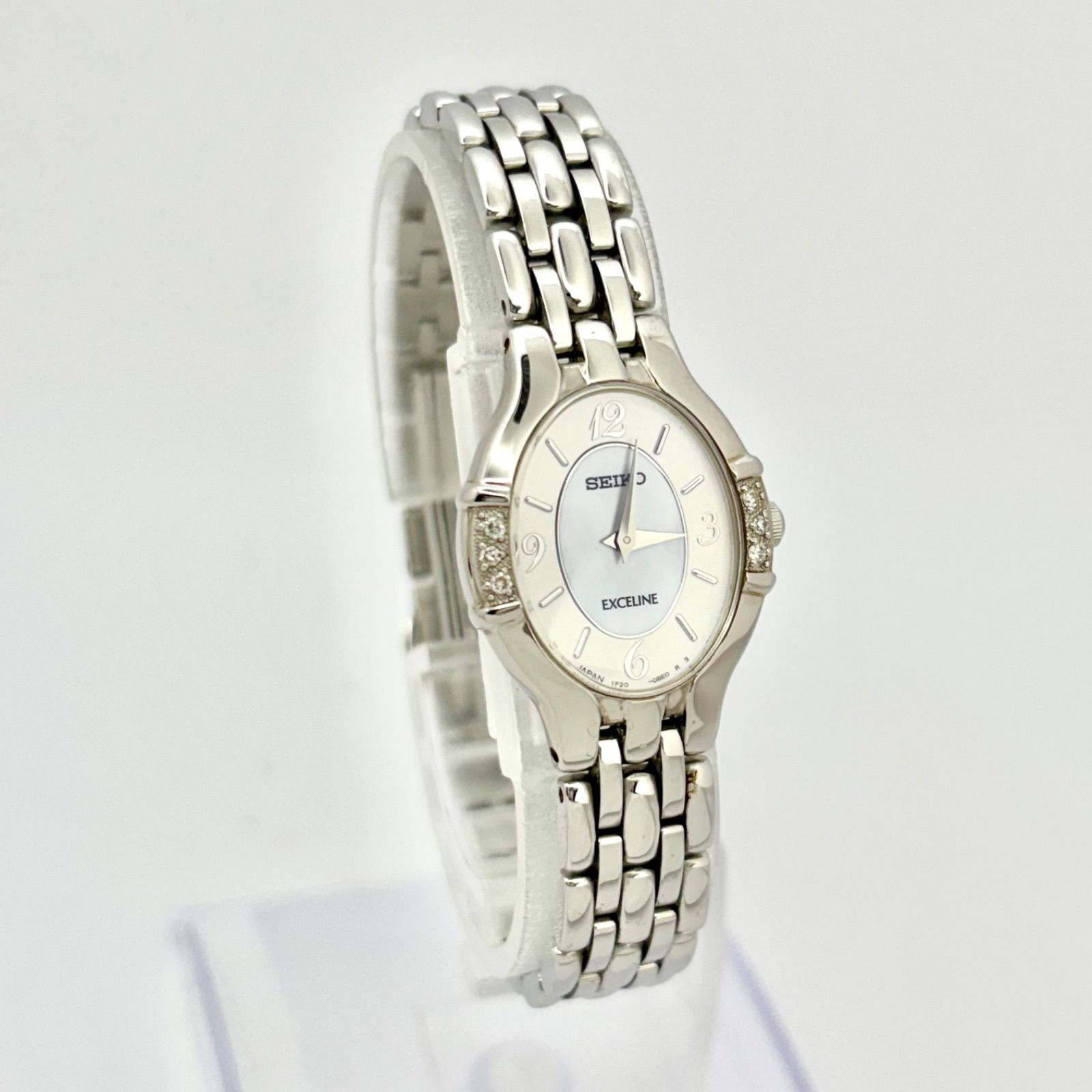 新品電池】SEIKO セイコー EXCELINE エクセリーヌ 6Pダイヤ シェル