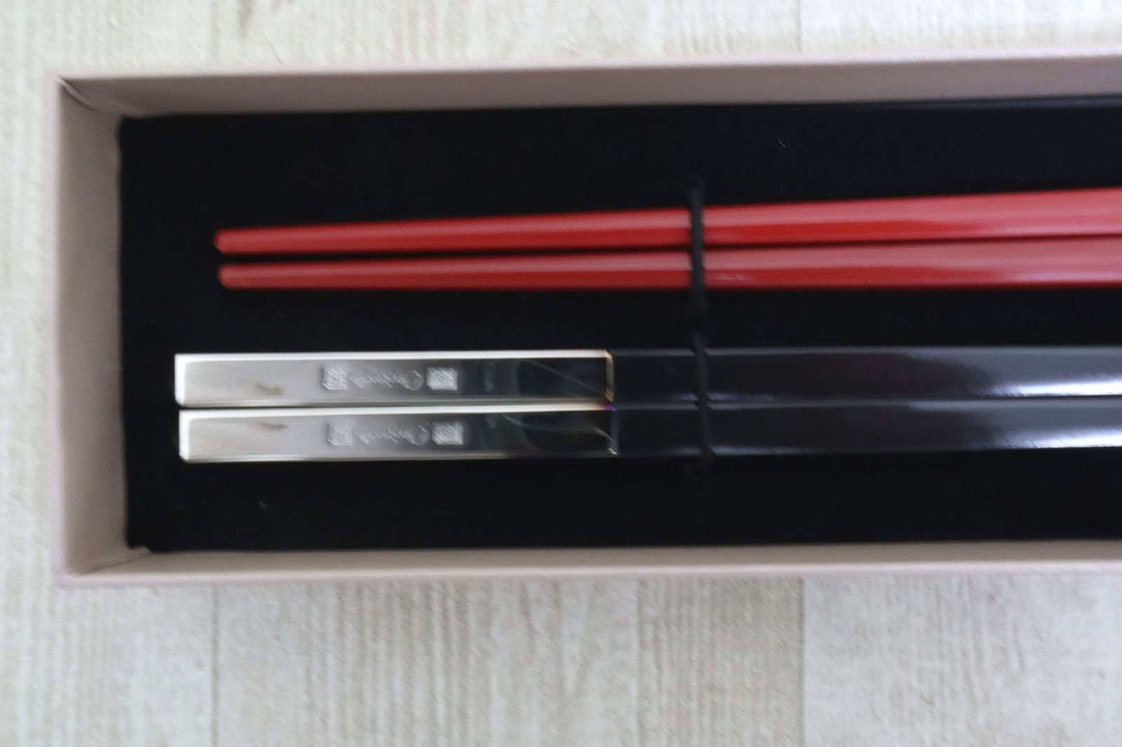 hrisofle クリストフル 箸 ペア 2膳 ブラック レッド 銀装飾 シルバー