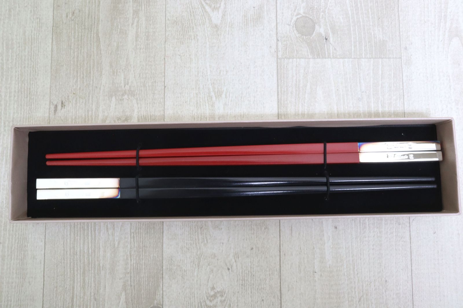 hrisofle クリストフル 箸 ペア 2膳 ブラック レッド 銀装飾 シルバー