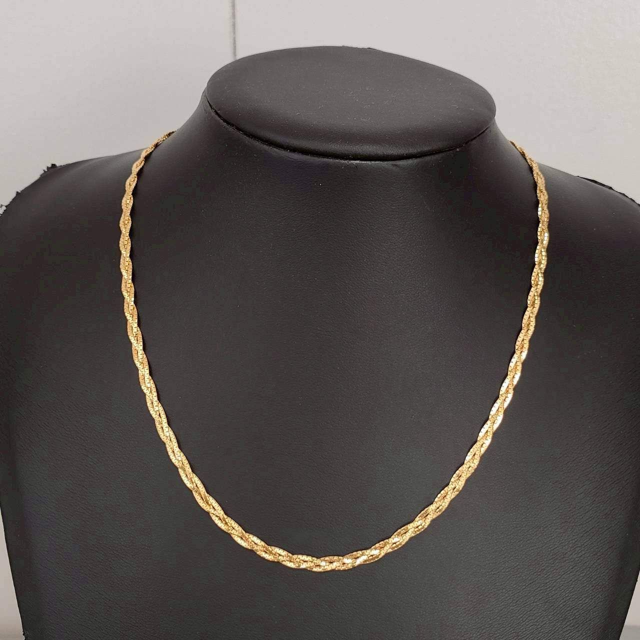 18金 K18 編み込みデザインネックレス レディース 10.7g 43.5㎝ D819