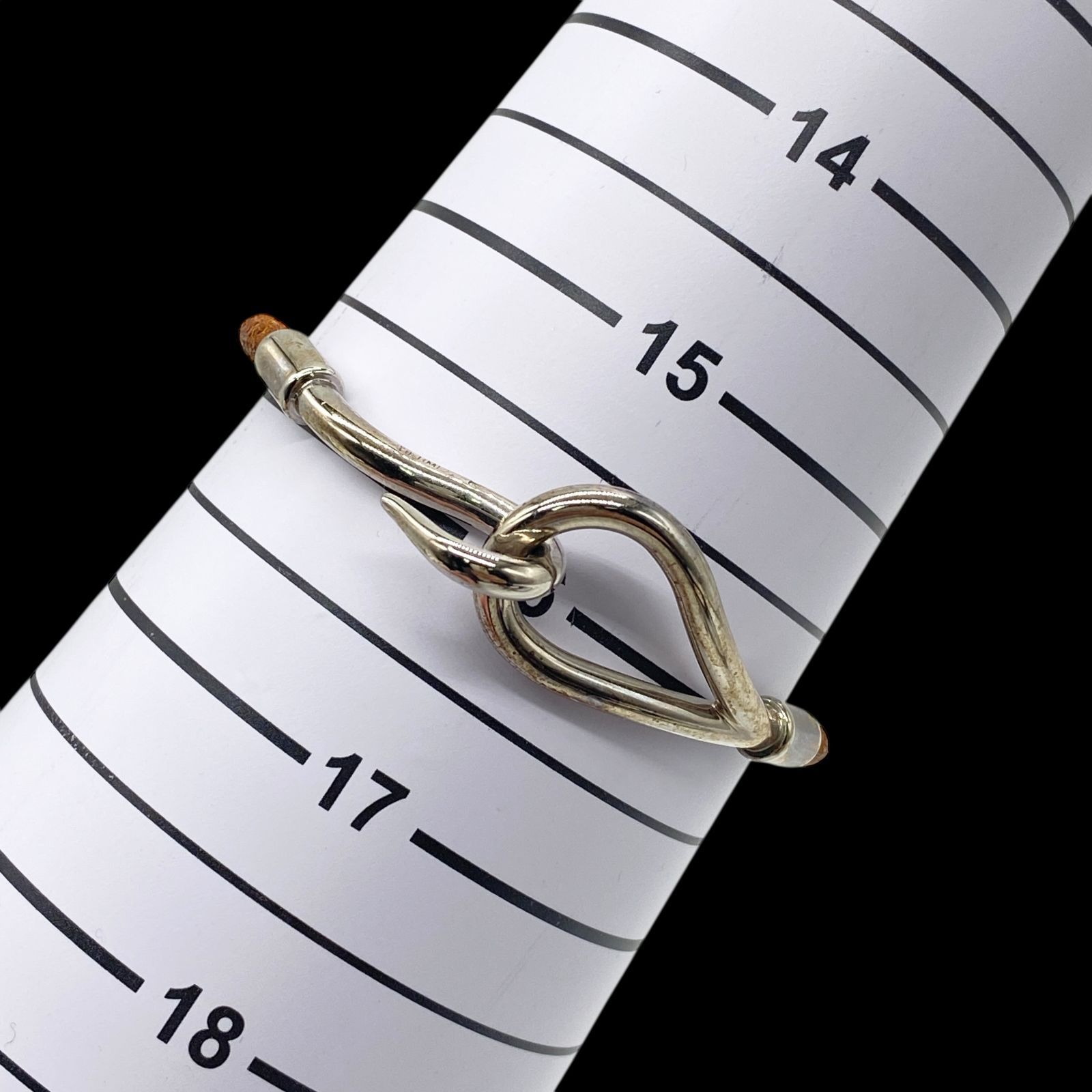 HERMES エルメス ジャンボ レザーブレスレット シルバー HERMES