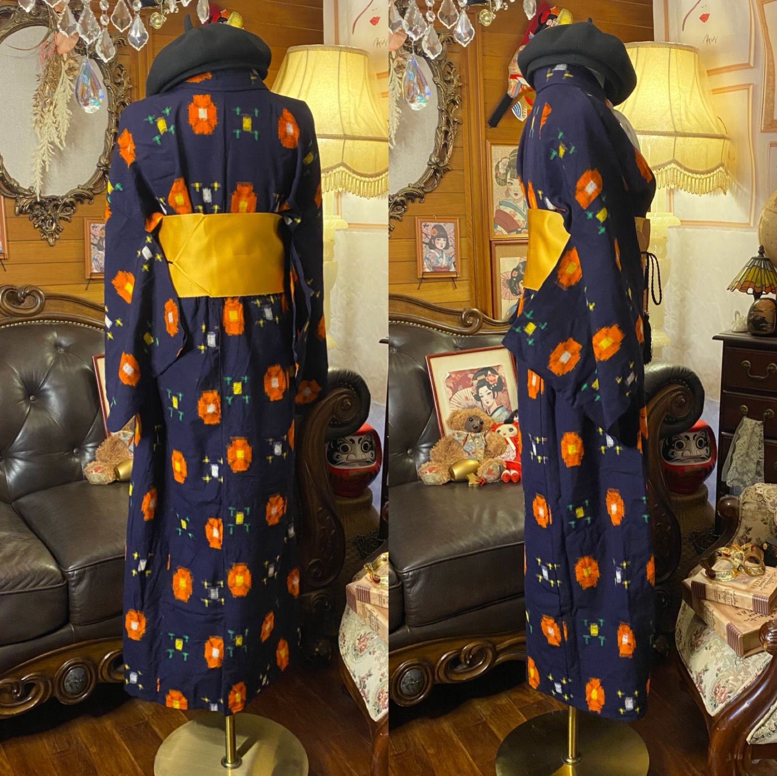 着物アンサンブル 名古屋帯サッシュベルト付き