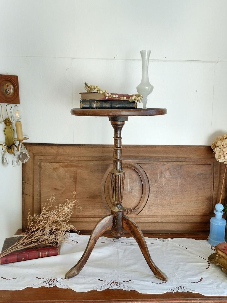 フランス アンティーク 木製 ナイトテーブル スタンド 家具
