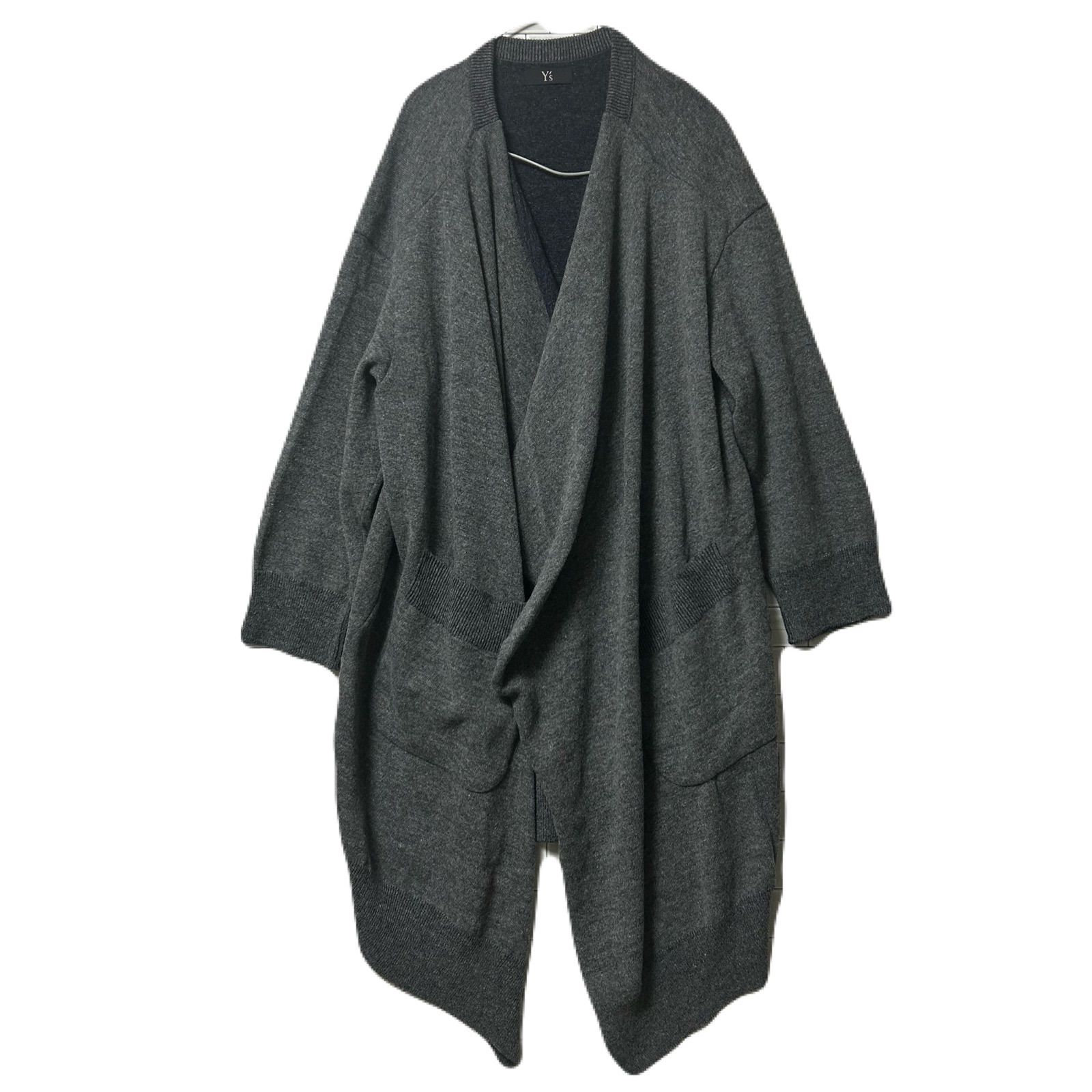 Y s ワイズ ヨウジヤマモト ロングカーディガン ドレープ 羽織り ボタンレス ツートン