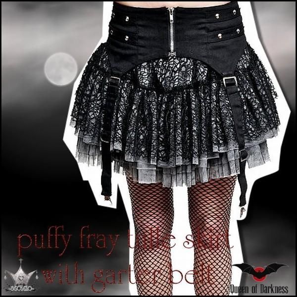 ゴスロリ ゴシック＆ロリータ ウェストベルト付き 蜘蛛の巣レース 退廃スカート wosk 042