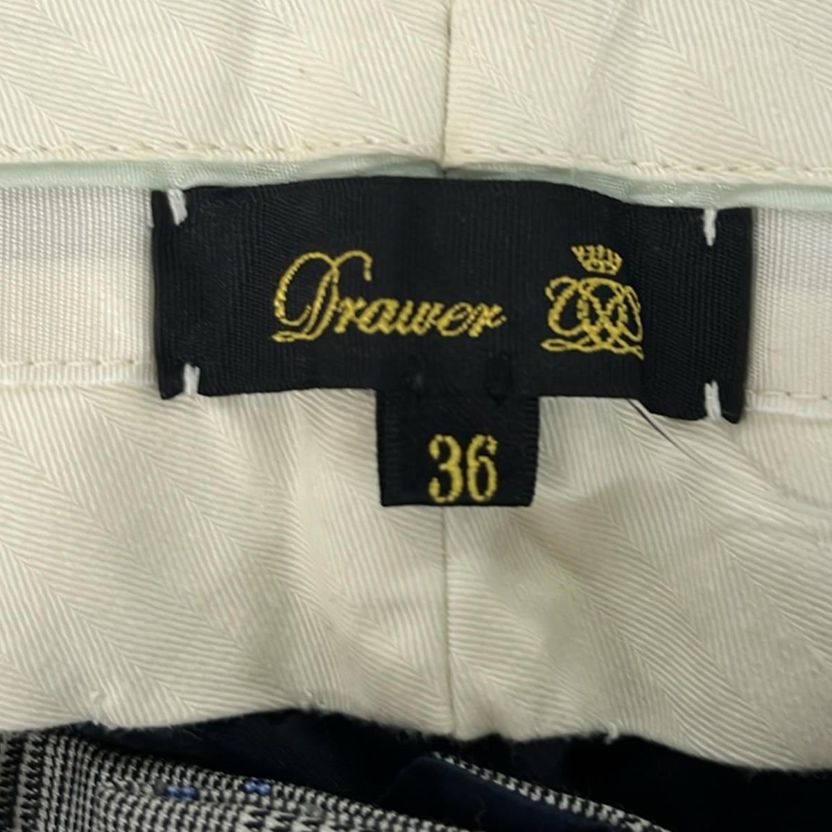 Drawer ドゥロワー パンツ サイズ36 S レディース 黒 白 ブルー フルレングス チェック柄 その他 パンツ