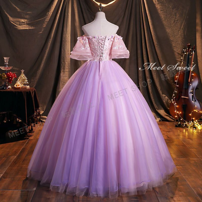 ウェディングドレス カラードレス ロングドレス 演奏会 パープル