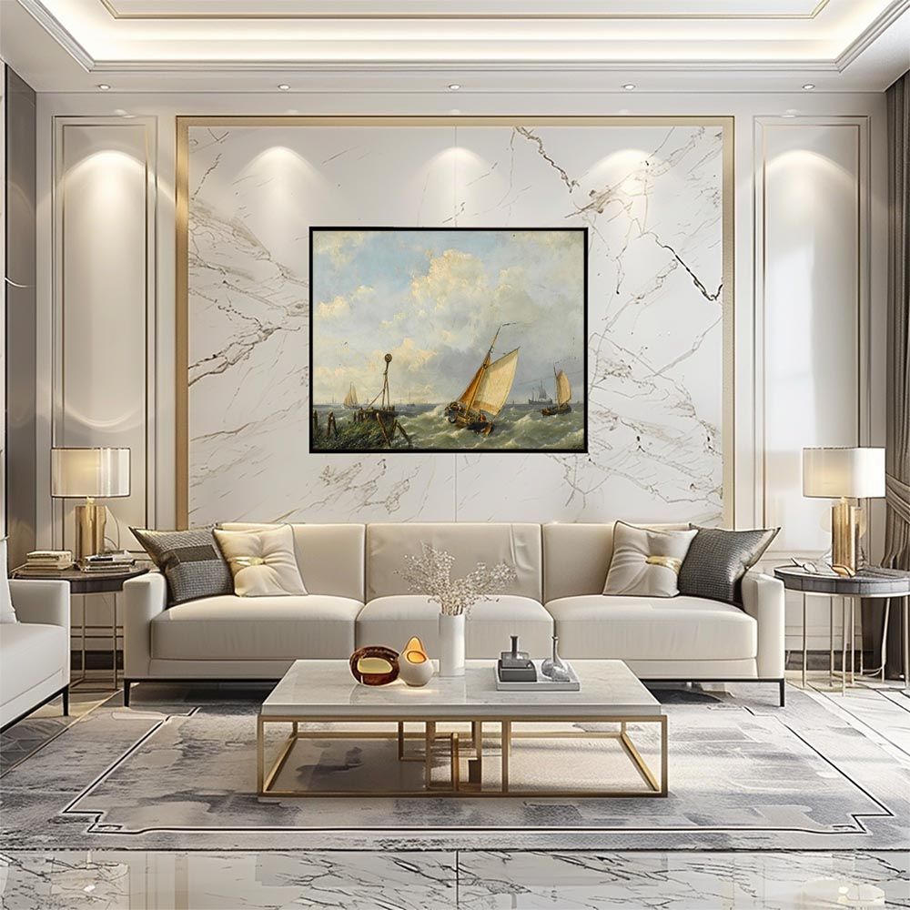 B 約51 x 73 cm bn-poster-5776 フレーム付き ポスター 名画 絵画 横 インテリア おしゃれ 海洋風景 デジタルリマスター