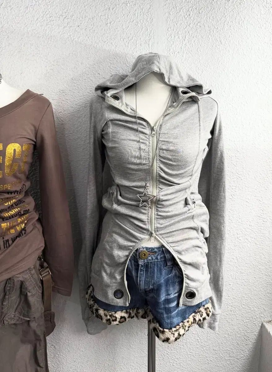 ヴィンテージ フードジップアップ ヴィンテージシャーリング y 2 k 姉ギャル Kitsch