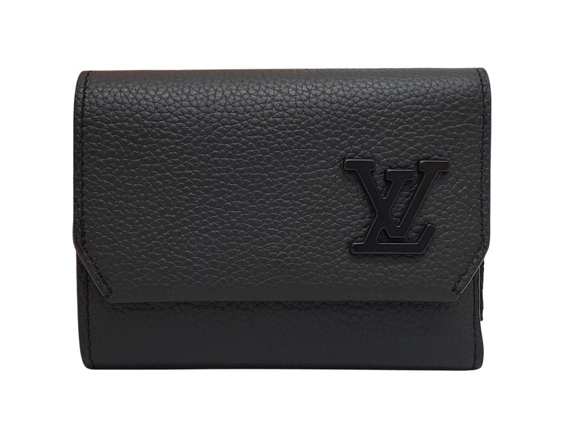D 2917 ルイ ヴィトン LVアエログラム ポルトフォイユ パイロット M 81740 ICチップ 済み 3つ折り財布 ブラック