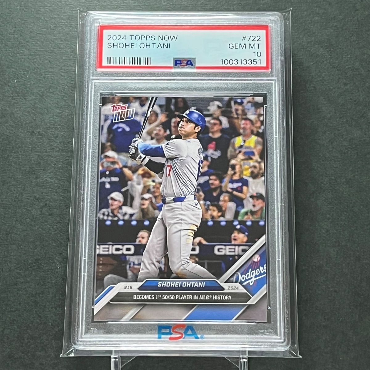 722【PSA10】PSA専用袋入！大谷翔平メモリアルHR！史上初50本塁打50