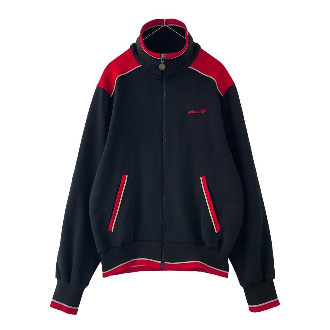 adidas 80s 西ドイツ ヴィンテージ トラックジャケット 赤黒 old adidas トラックジャケット 西ドイツ トレフォイル刺繍 80s