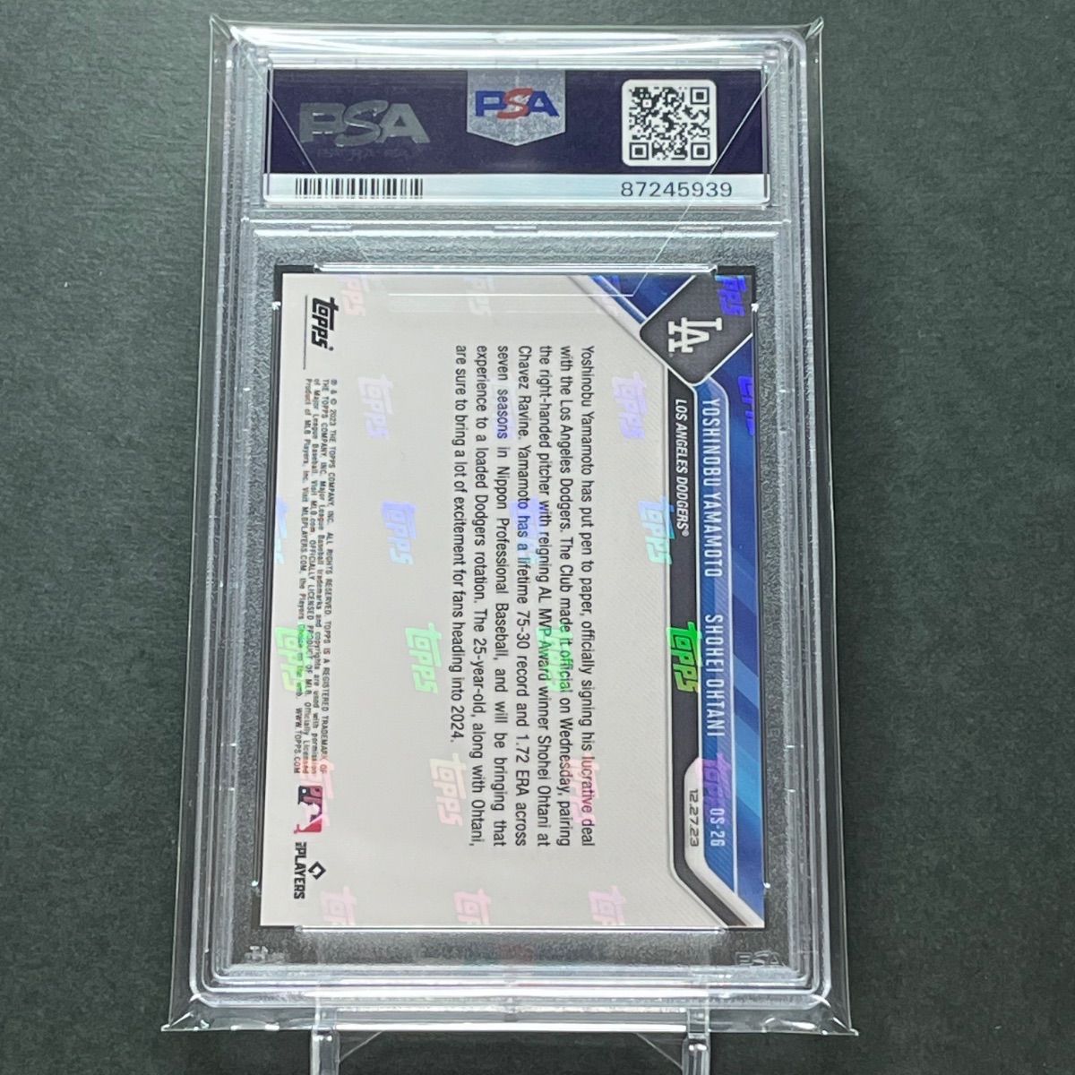 OS26【PSA10】入団会見コラボ 大谷翔平&山本由伸 2023 Topps now