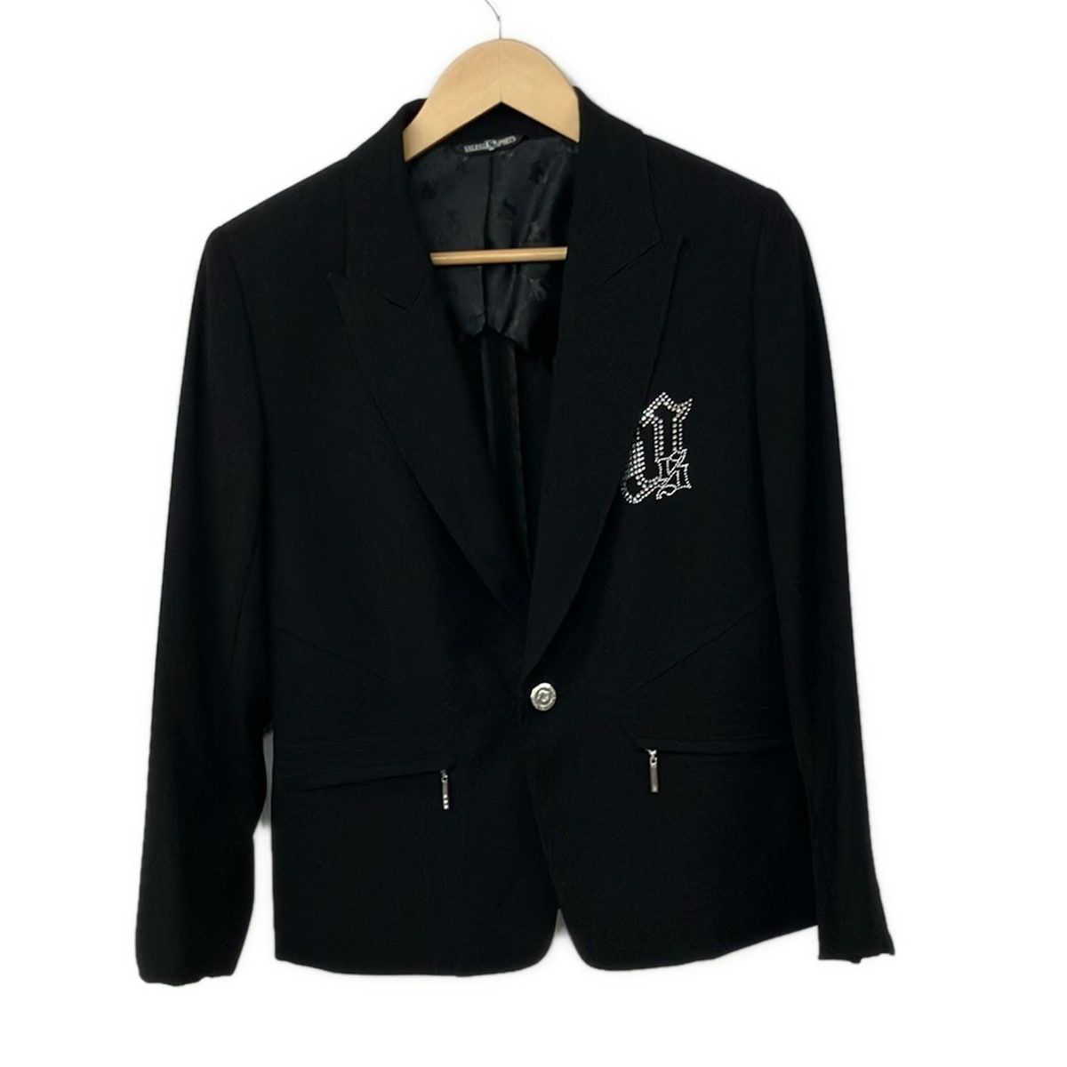 VALENZA SPORTS バレンザスポーツ ジャケット サイズ38 M レディース 黒 長袖 ラインストーン ジッパー 春 秋