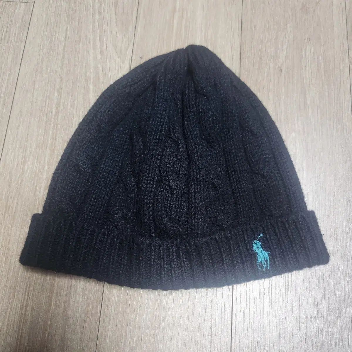 ラルフローレン ブラック ビーニー ウール20 コットン80