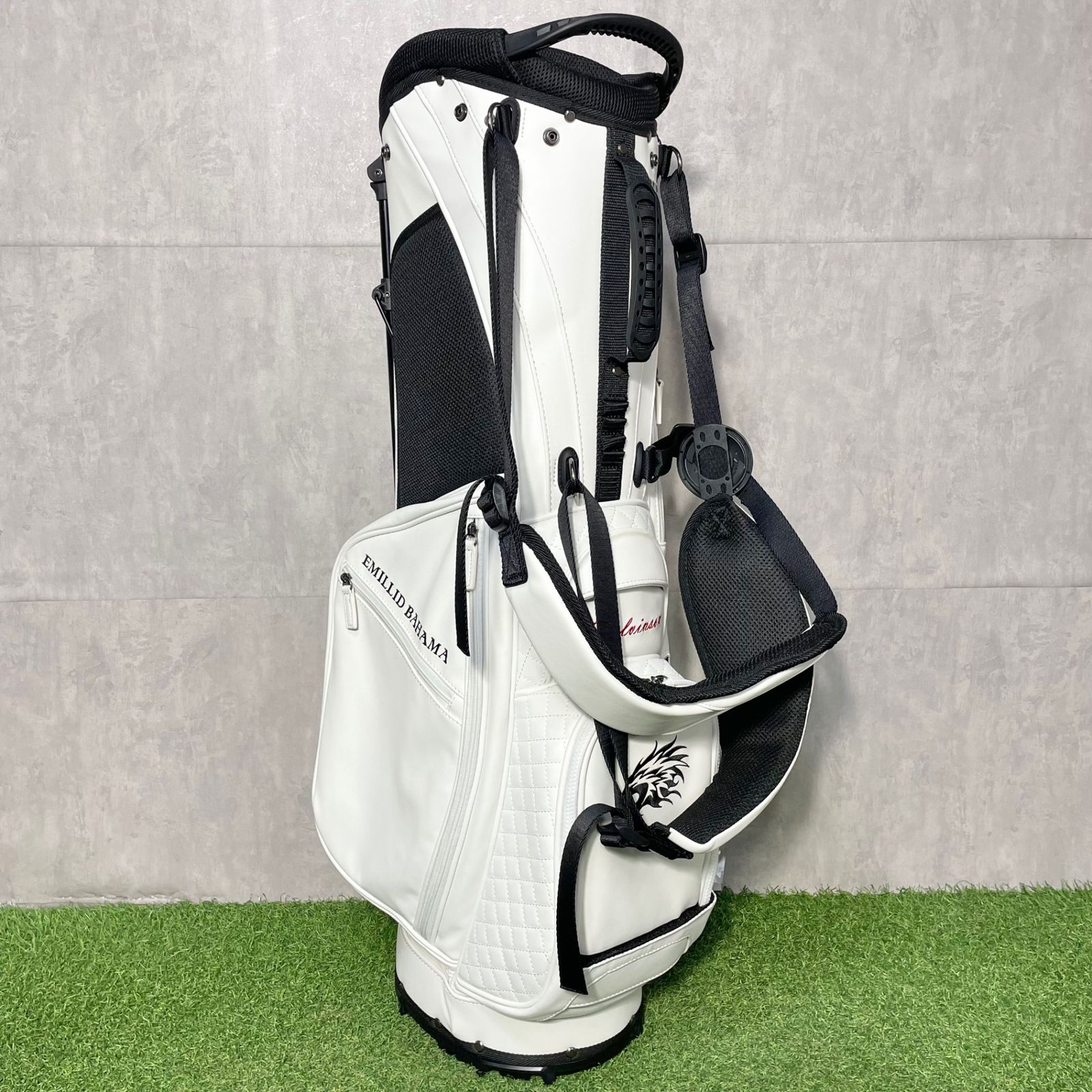  EMILLID BAHAMA エミリッドバハマ キャディバッグ ゴルフバッグ ホワイト スタンド式 9型 約4 1kg 46インチ対応 キャディバック 人気ゴルフ用品 ゴルフバッグ キャディバッグ ゴルフ