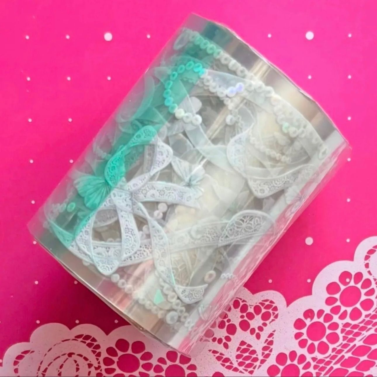 贝壳光 6 cm 10 m 珍珠蕾丝 海外マステ 海外マスキングテープ リボン りぼん