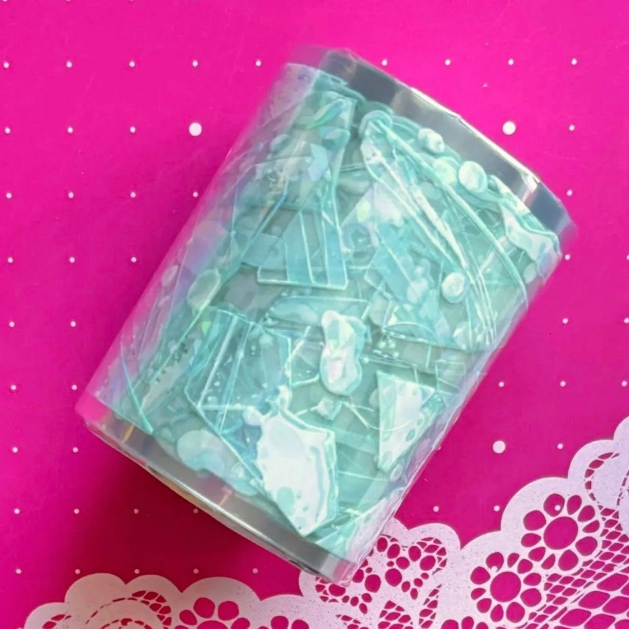 ♡SALE♡ 贝壳光 6cm×10m 碎玻璃 雪融 海外マスキングテープ 海外