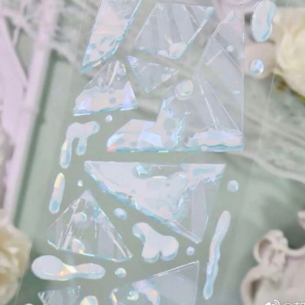 ♡SALE♡ 贝壳光 6cm×10m 碎玻璃 雪融 海外マスキングテープ 海外