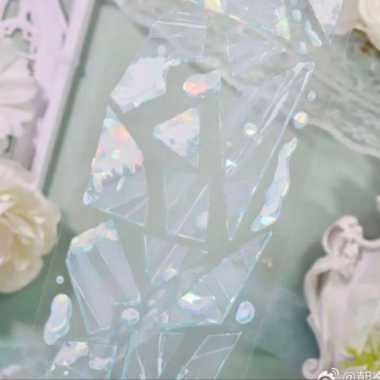 贝壳光 6 cm 10 m 碎玻璃 雪融 海外マスキングテープ 海外マステ 氷