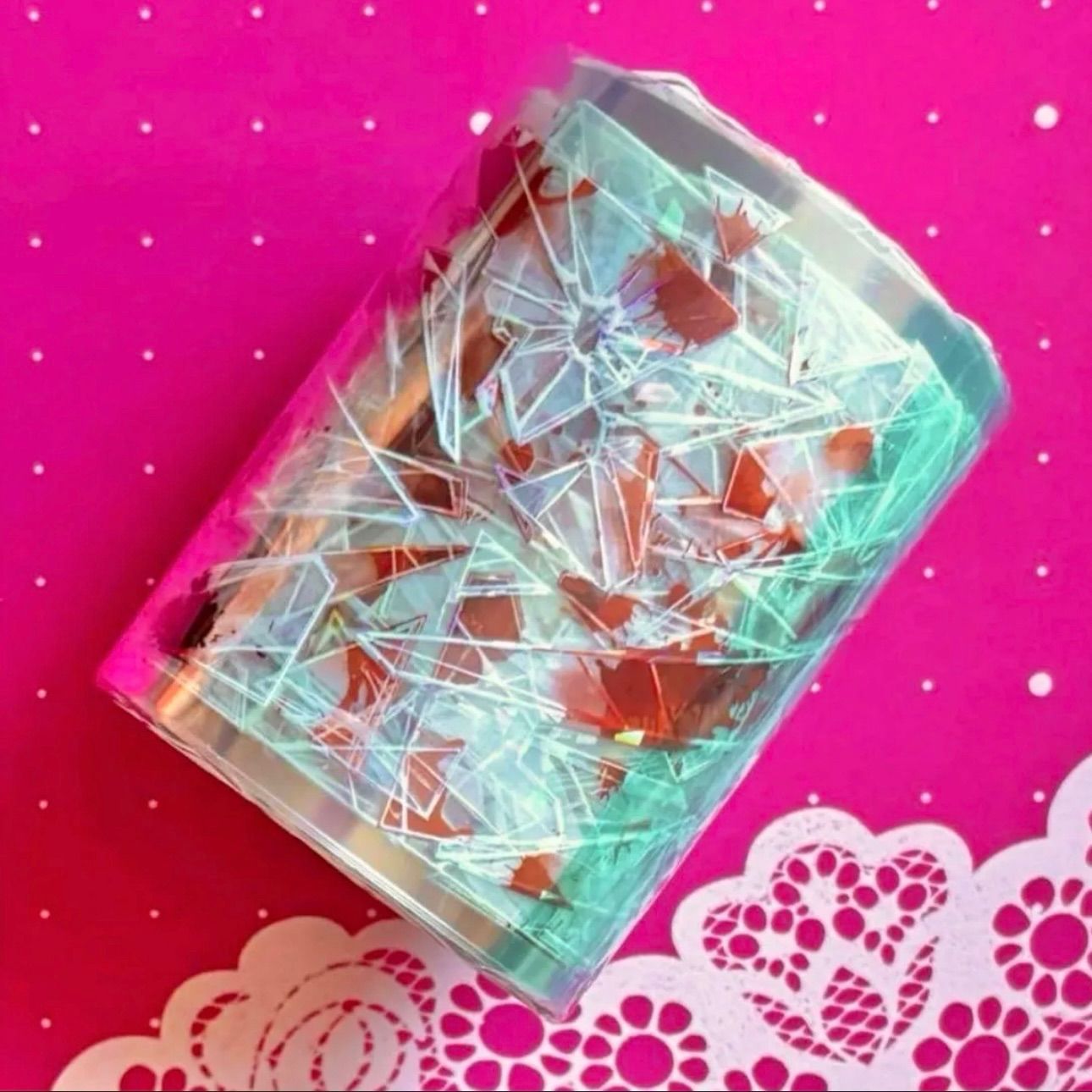 贝壳光 6 cm 10 m 碎玻璃 血色 海外マスキングテープ 海外マステ 氷