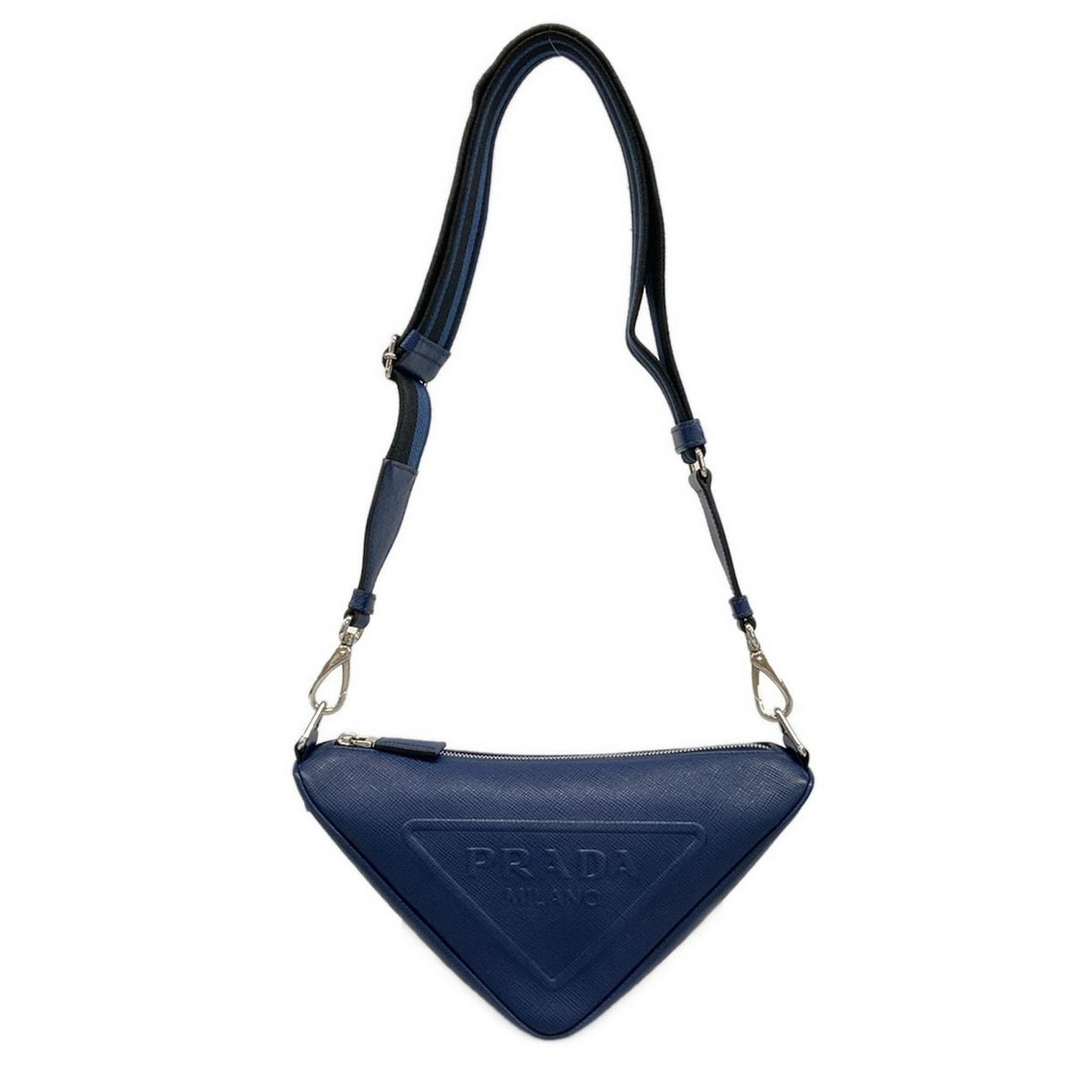 PRADA(プラダ) ショルダーバッグ美品 - ネイビー ロゴストラップ